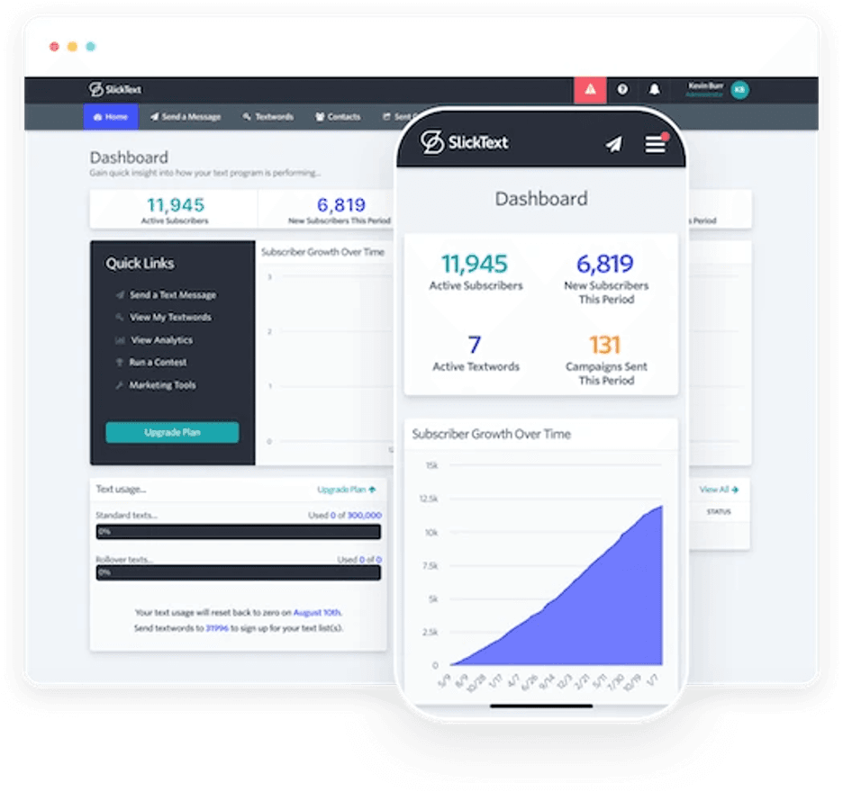 SlickText on mobile and desktop