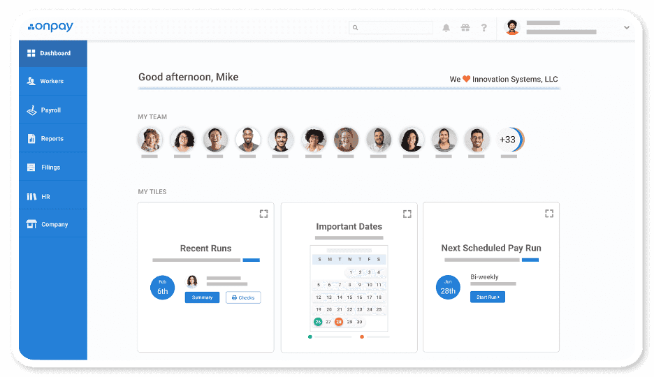 OnPay dashboard