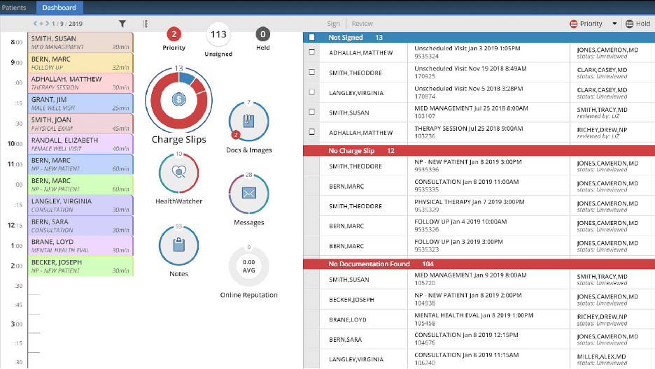 AdvancedMD dashboard