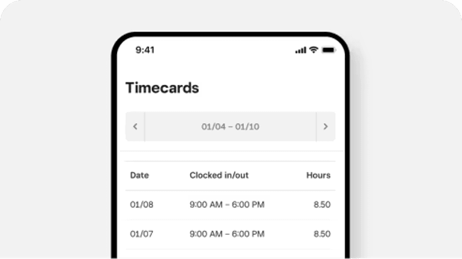 Square timecards