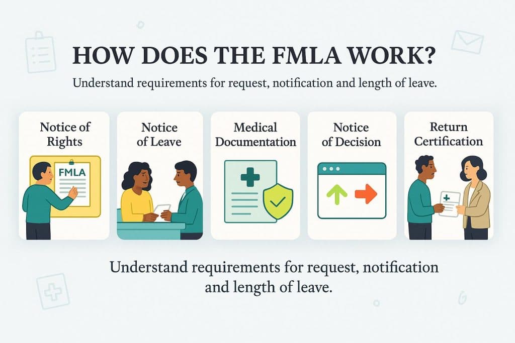 Infographic describing how the FMLA works