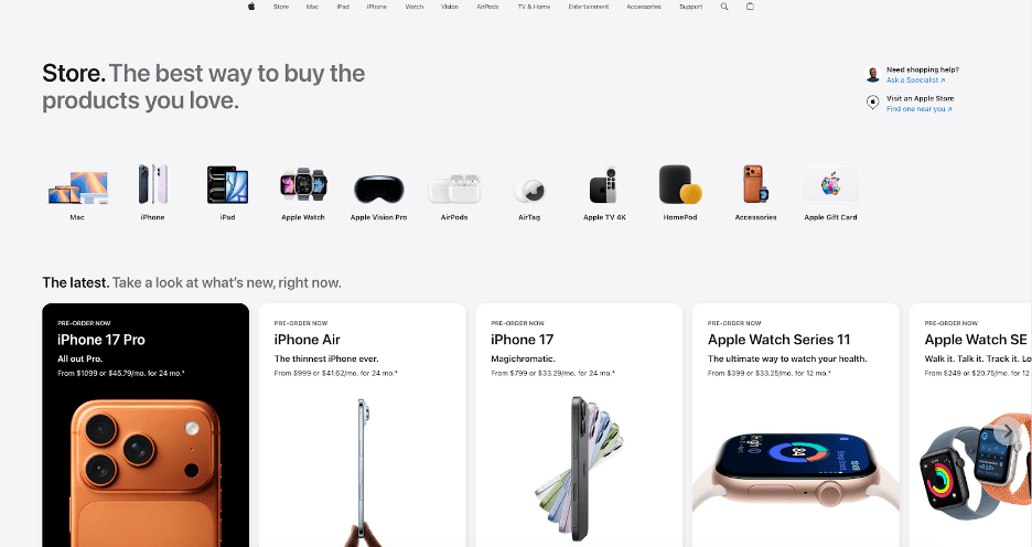 Apple website
