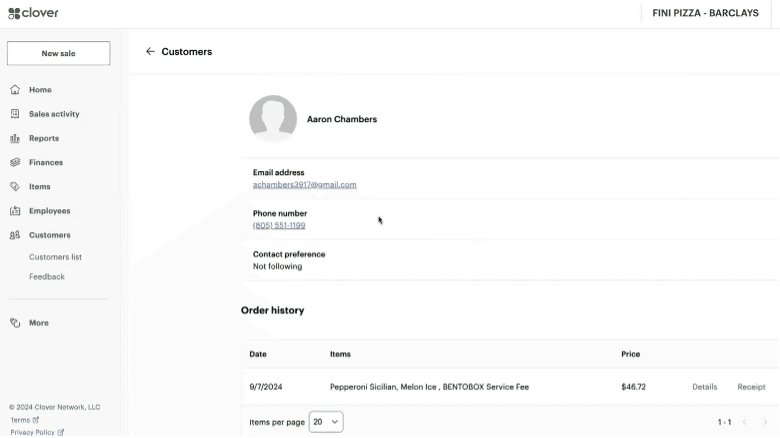 Clover customer management dashboard