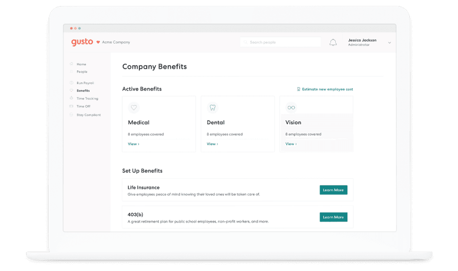 Gusto benefits management