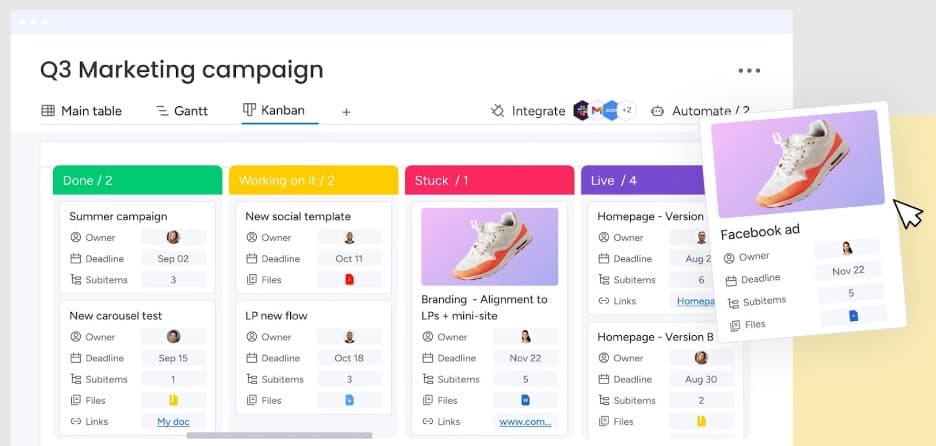 monday.com Kanban