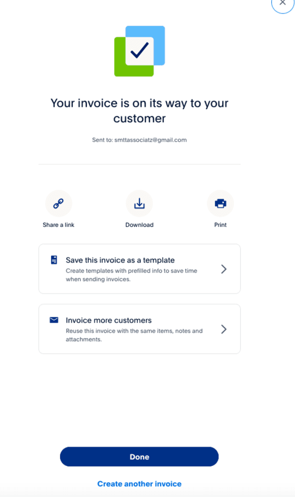 PayPal invoice sent