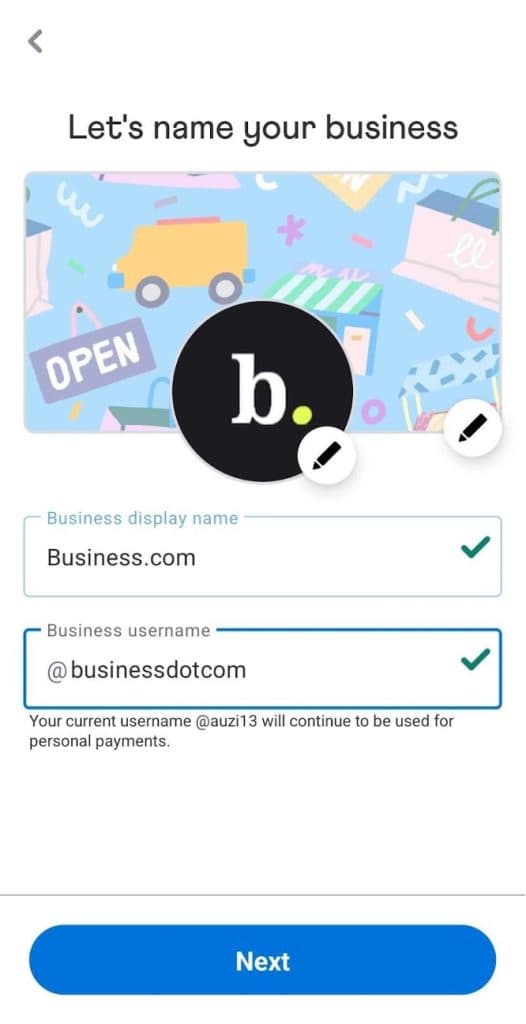 Venmo business name