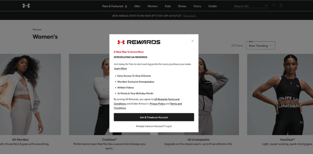 Under Armour email signup