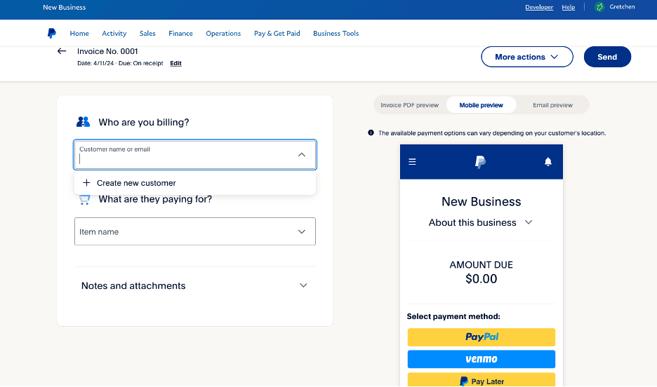 Paypal create new customer