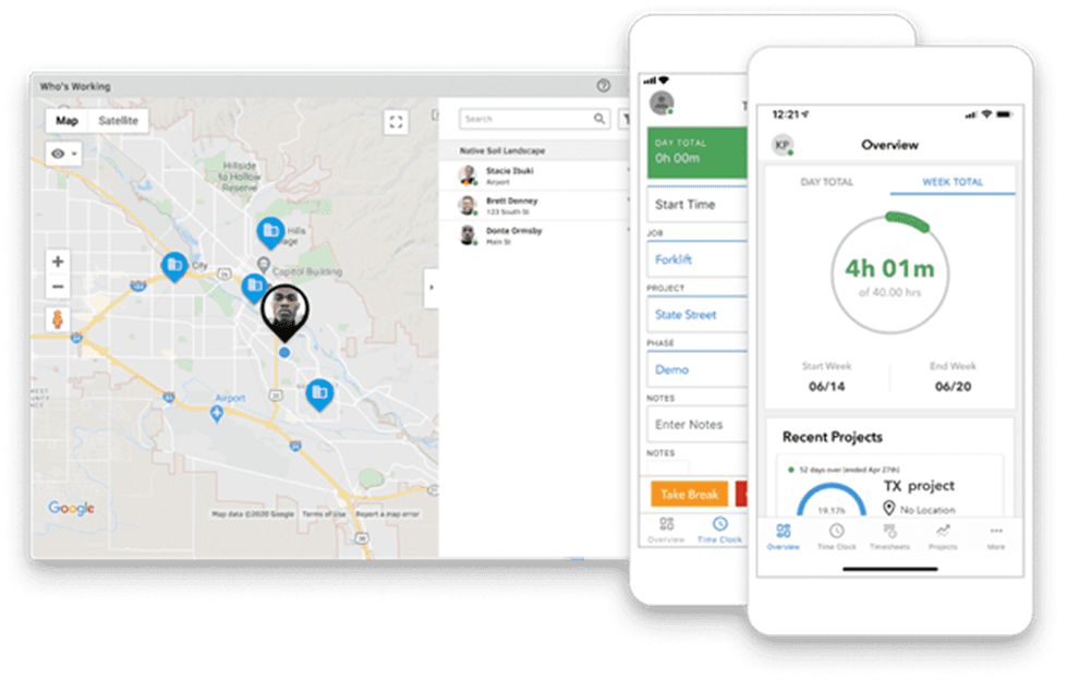 QuickBooks Time time tracker screens