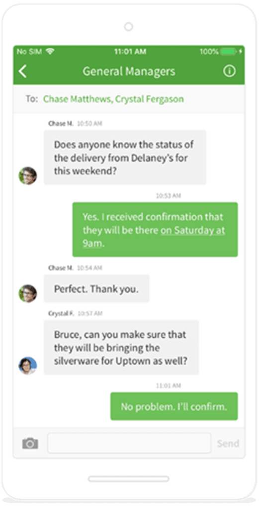 When I Work messenger on a mobile device