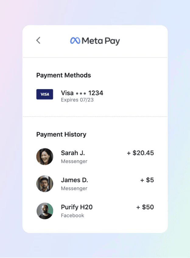 Meta Pay payment history