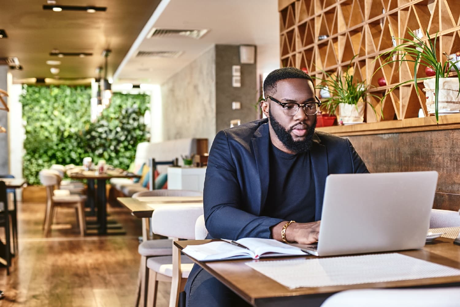 Business owner working on a laptop
