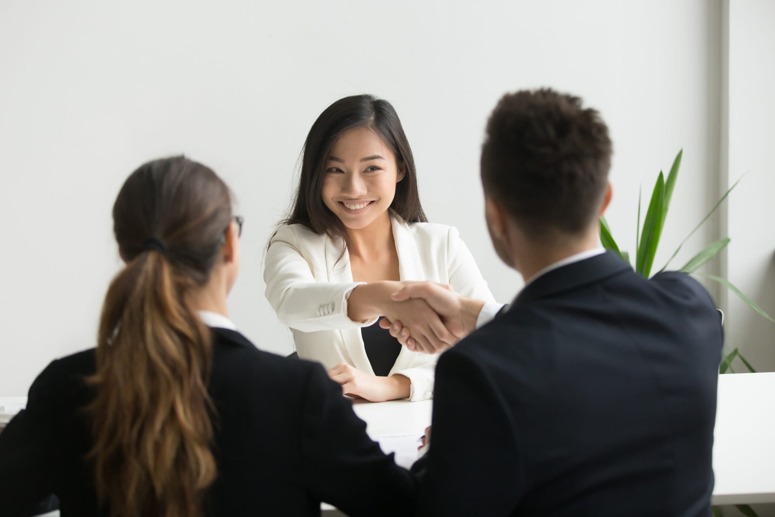 woman getting hired