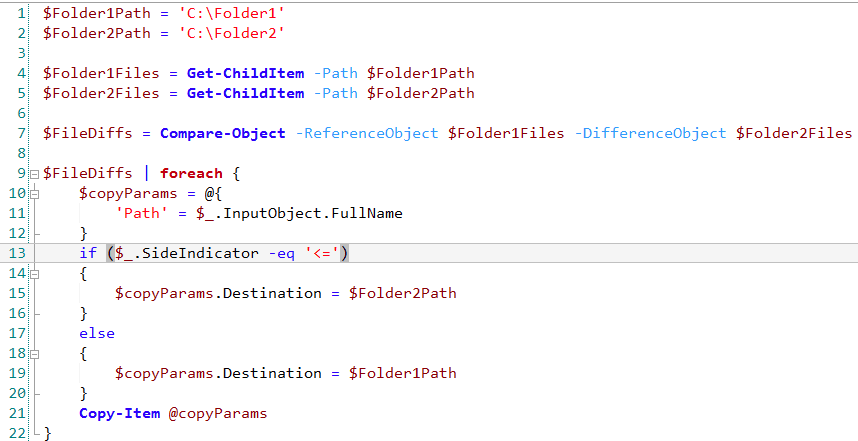 PowerShell sync folder