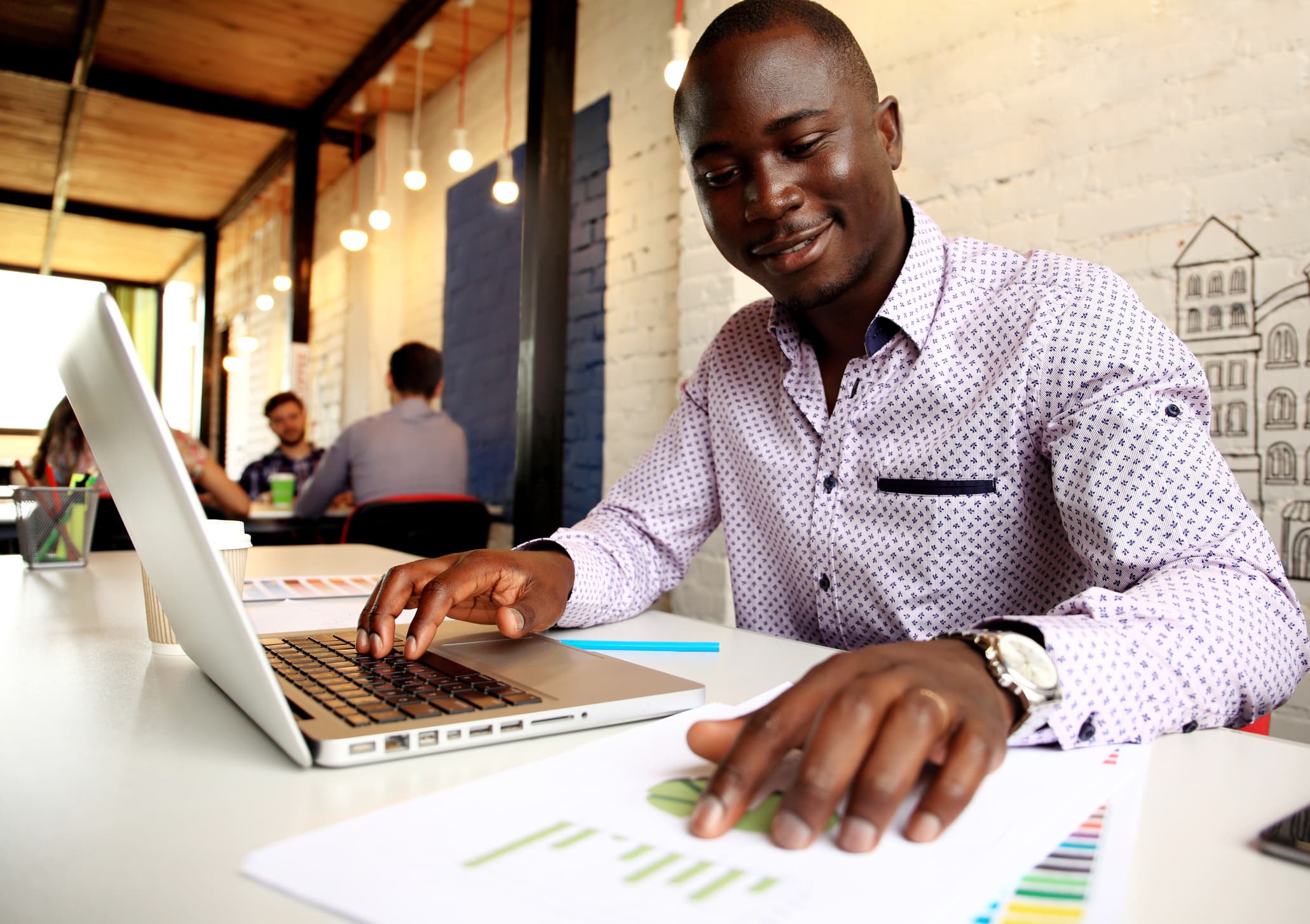 Businessman working on a laptop