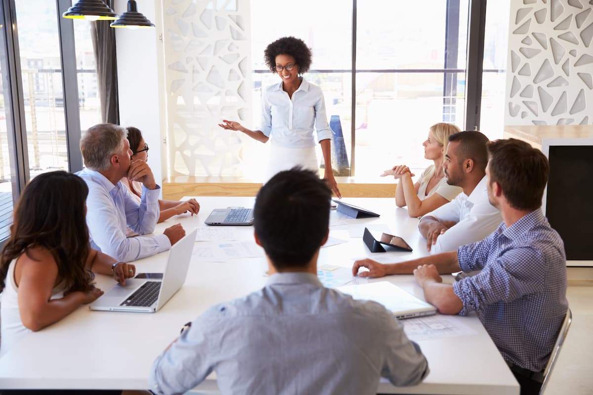 Businesswoman presenting in a meeting