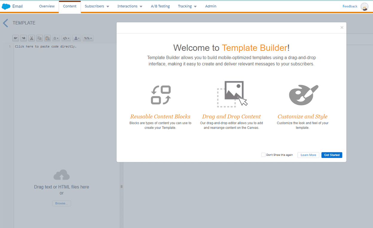 Salesforce drag-and-drop editor