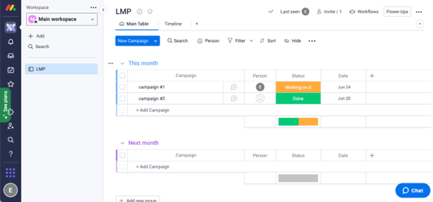 monday.com subtasks