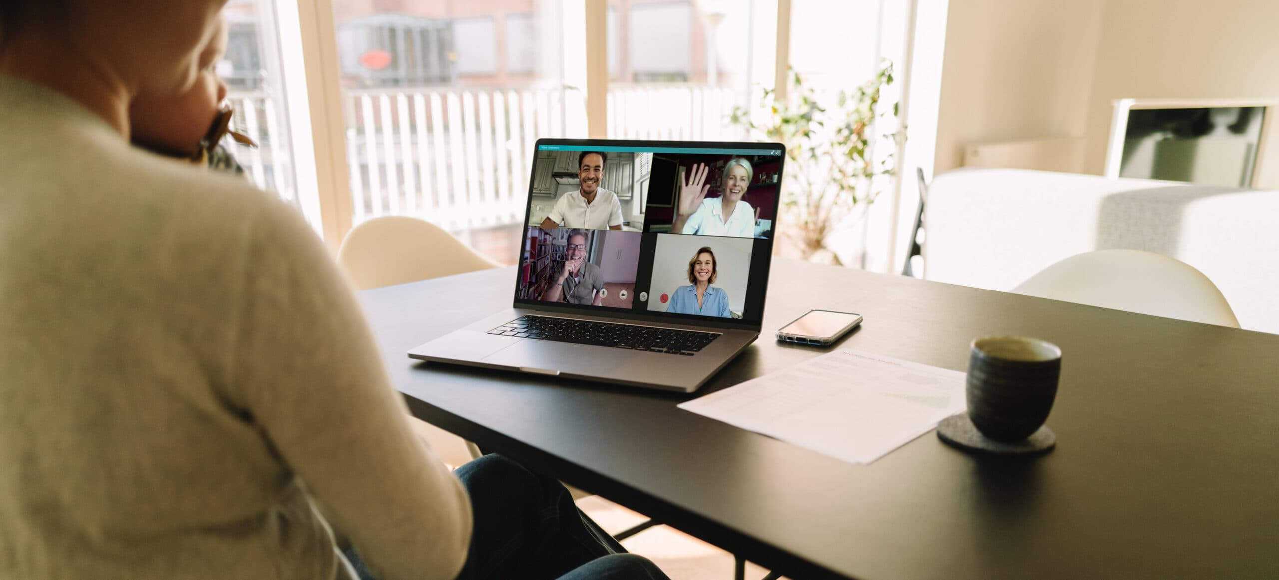 video meeting on a laptop