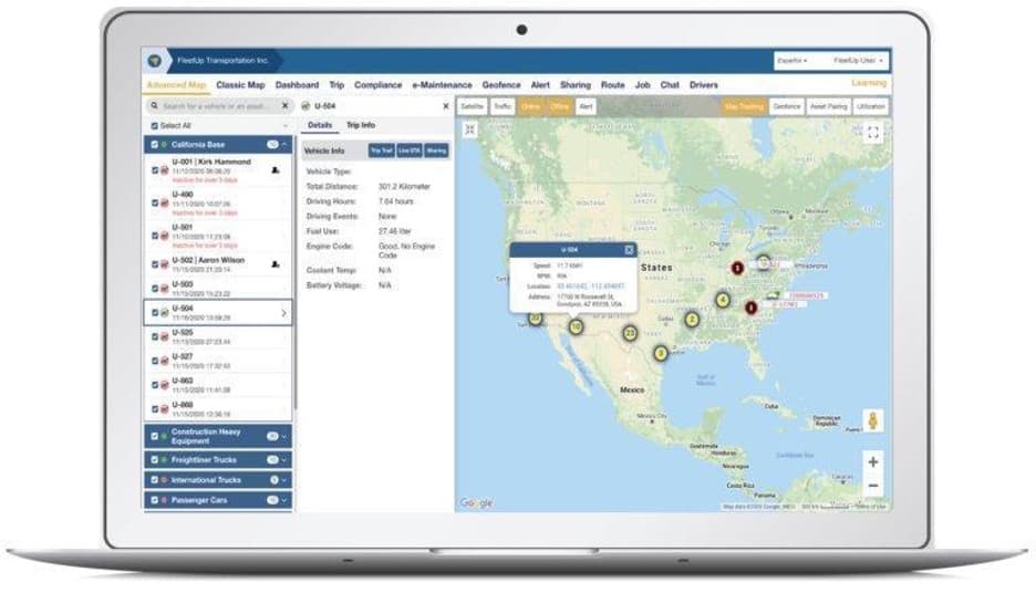FleetUp dashboard