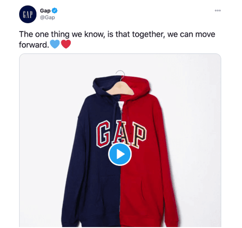 Gap unity hoodie tweet