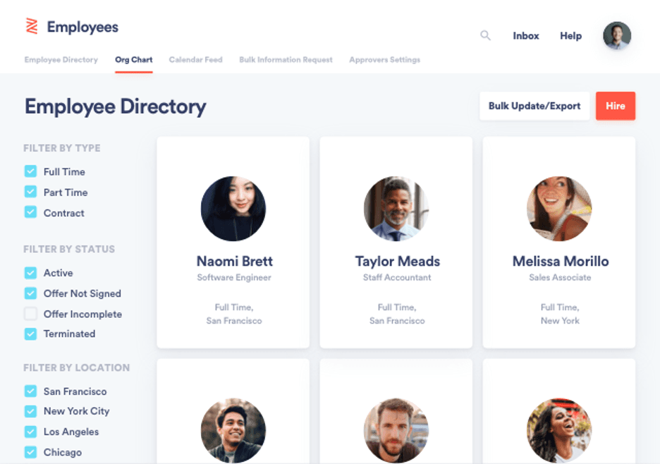 Zenefits filtered search results