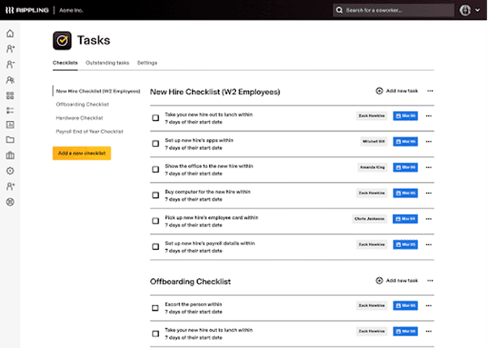 Rippling checklist