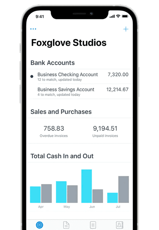 Xero platform on a mobile device