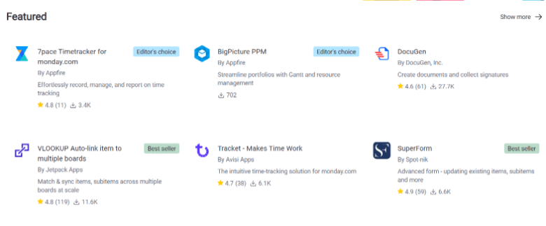 monday.com app marketplace