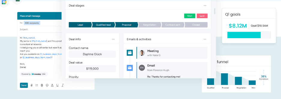 monday sales CRM interface