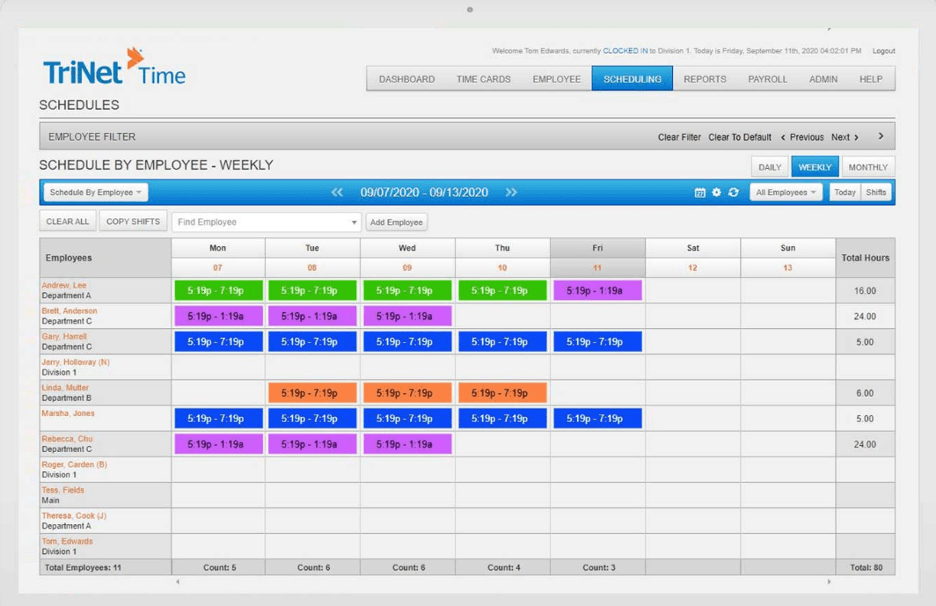 TriNet schedule