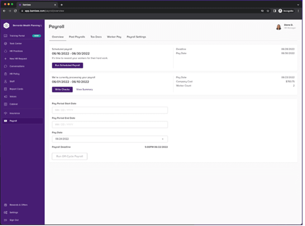 Bambee guided payroll
