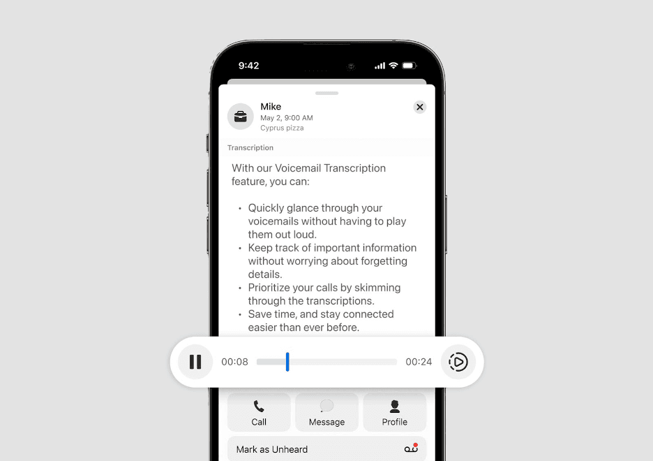 Ooma voicemail transcription