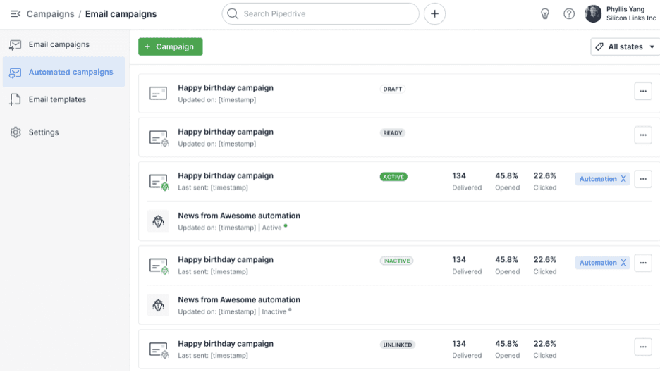 Pipedrive email campaigns