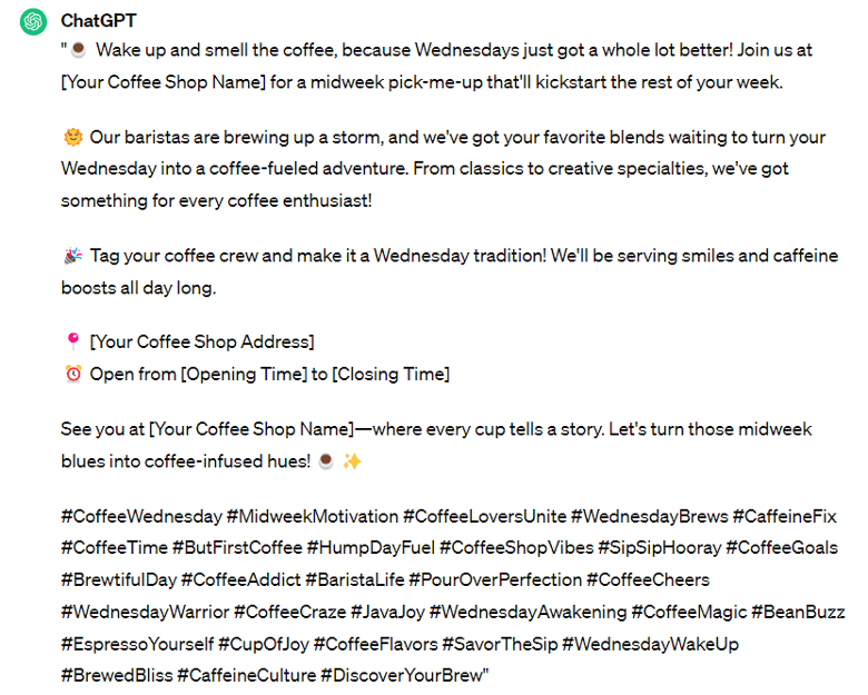 ChatGPT social media post