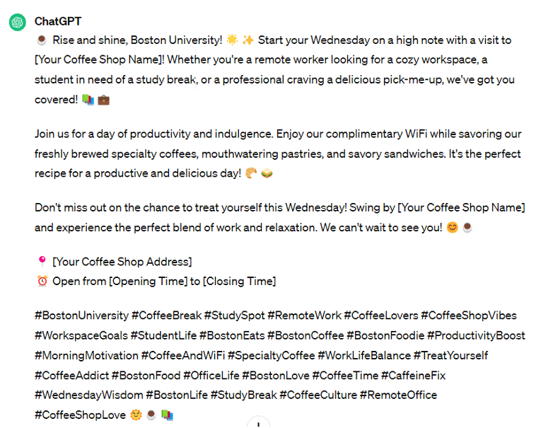 ChatGPT Instagram post with emojis