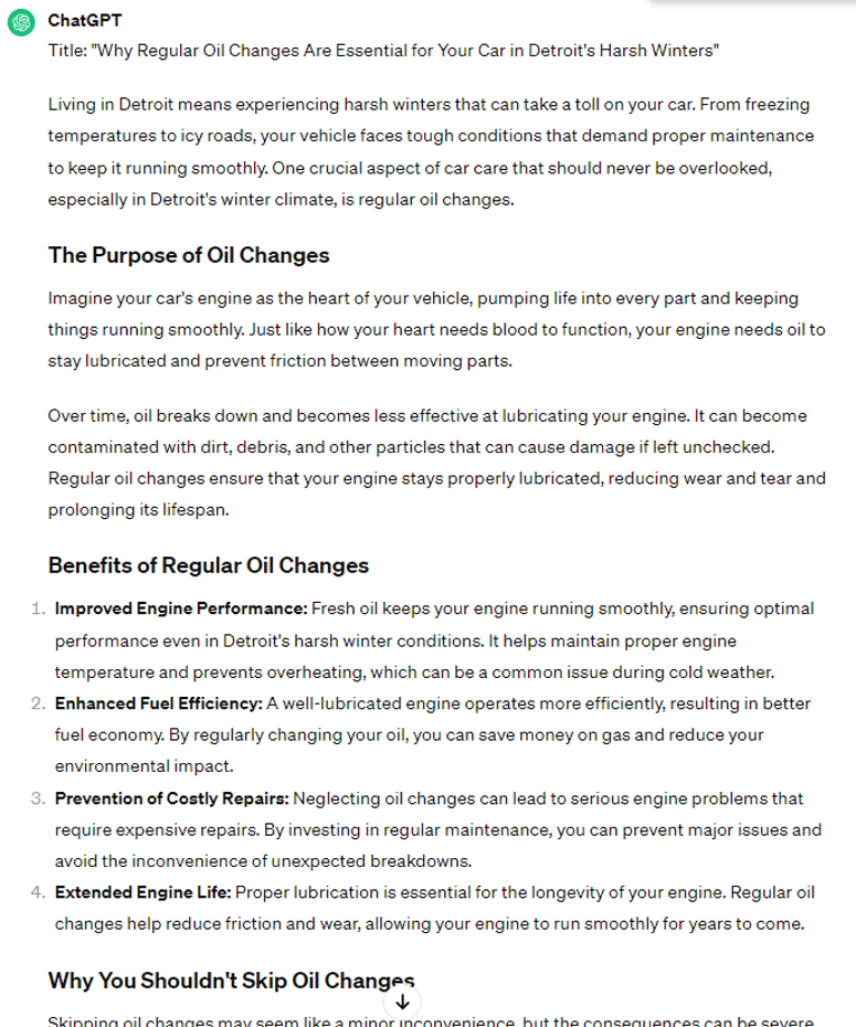 ChatGPT optimized blog post