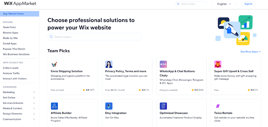 Wix app market