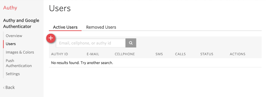Authy dashboard