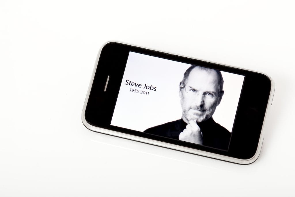 Steve Jobs on a smartphone