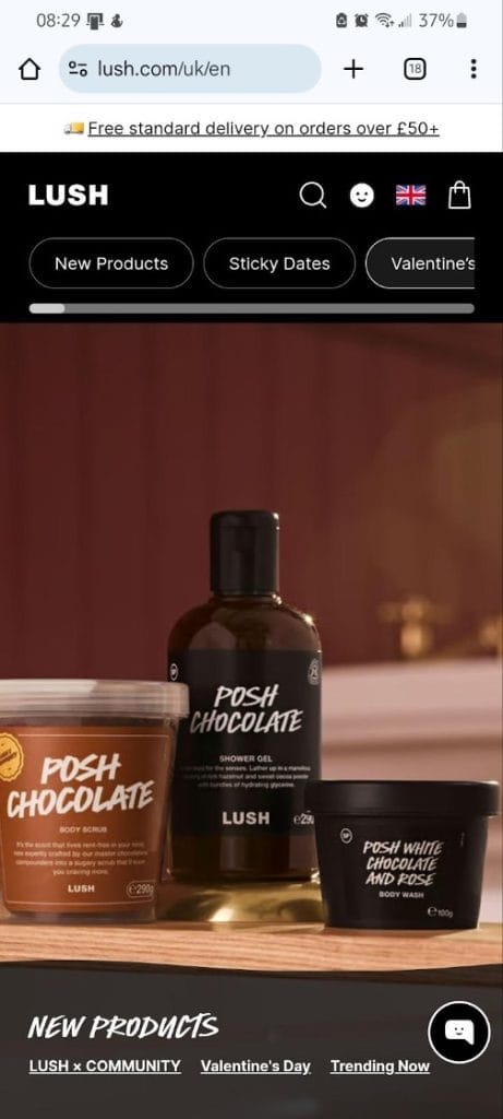 Lush mobile site