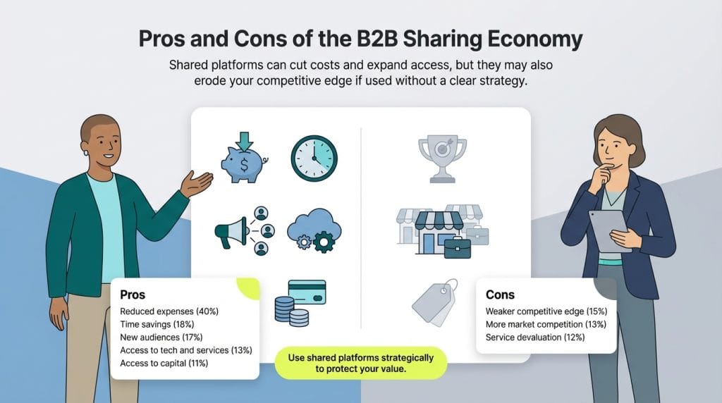 Sharing economy pros and cons graphic