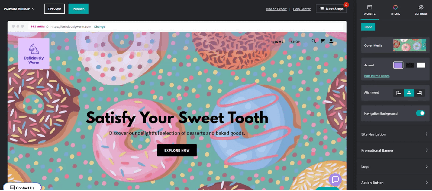 GoDaddy drag-and-drop website builder