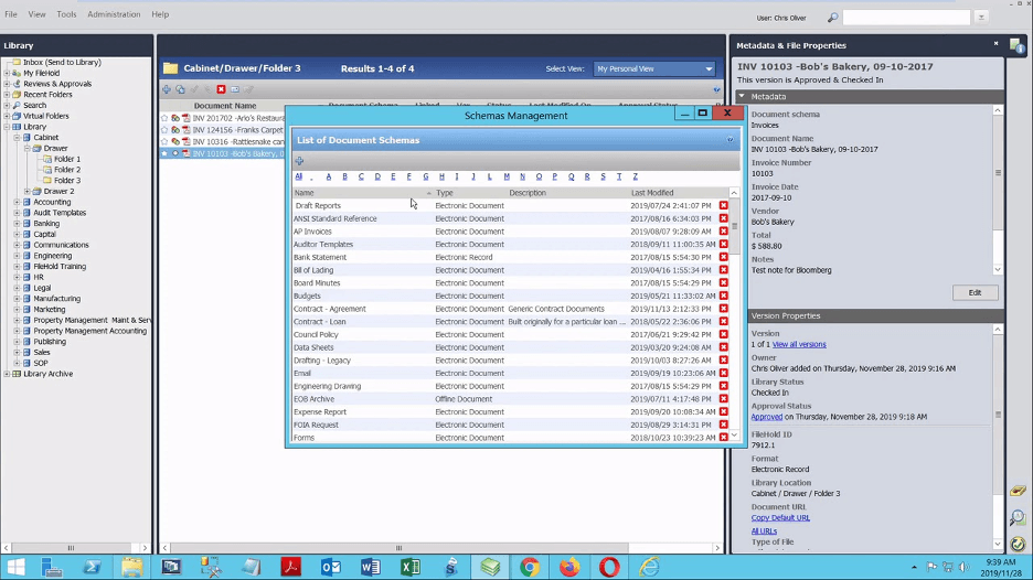 FileHold interface
