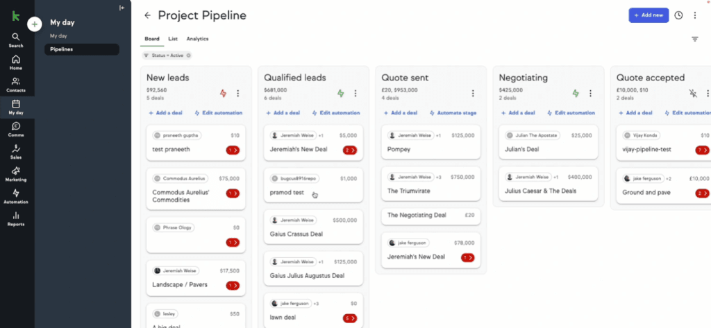 Keap project pipeline