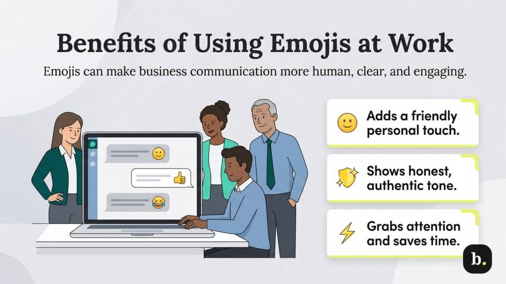 benefits of using emojis at work graphic