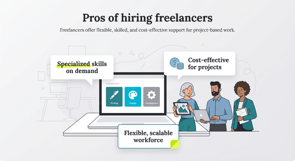 pros of hiring freelancers graphic