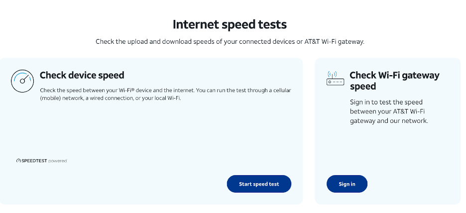 AT&T internet connection test tools
