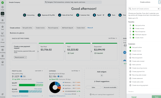 image of QuickBooks home page